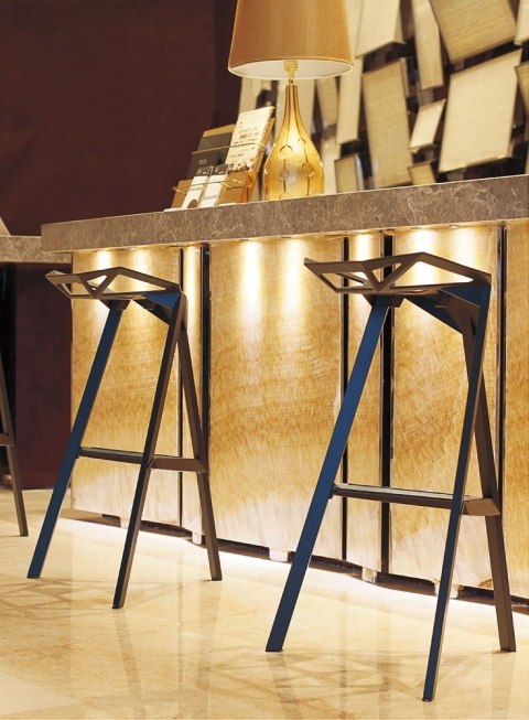 King Home Krzesło barowe SPLIT PREMIUM czarne - aluminium