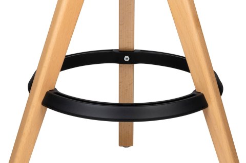 King Home Krzesło barowe regulowane TOM czarne - polipropylen, drewno bukowe