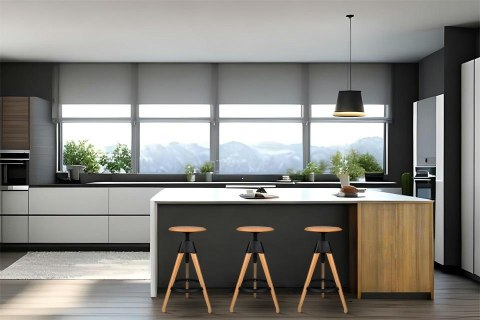 King Home Krzesło barowe regulowane TOM czarne - polipropylen, drewno bukowe