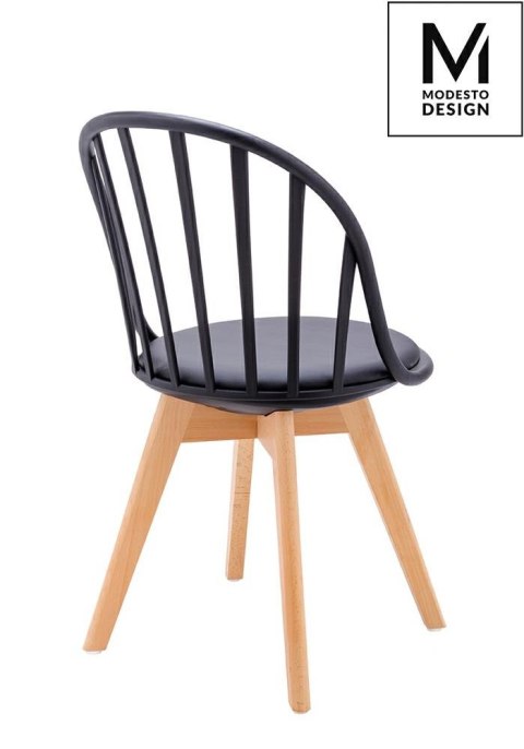 Modesto Design MODESTO krzesło ALBERT czarne - polipropylen, ekoskóra, drewno bukowe