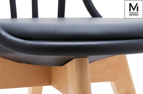 Modesto Design MODESTO krzesło ALBERT czarne - polipropylen, ekoskóra, drewno bukowe