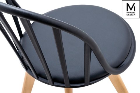 Modesto Design MODESTO krzesło ALBERT czarne - polipropylen, ekoskóra, drewno bukowe