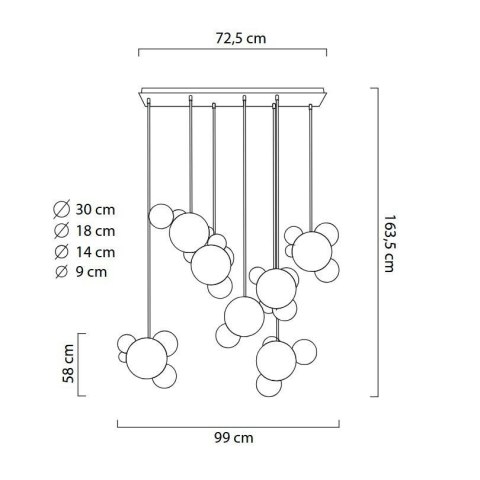 MOOSEE lampa wisząca CAPRI LINE 7 złota