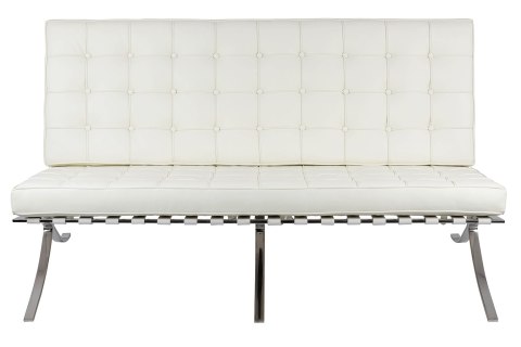 Sofa dwuosobowa BARCELON PRESTIGE PLUS biała - włoska skóra naturalna, stal
