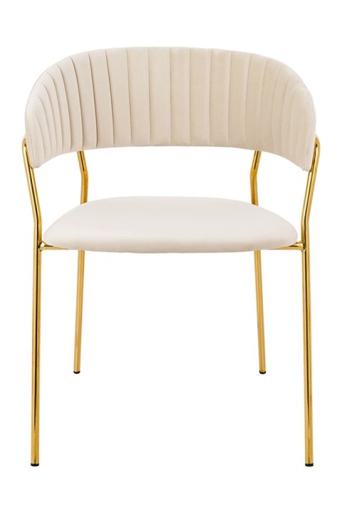 Krzesło MARGO beżowe - welur, podstawa złota
