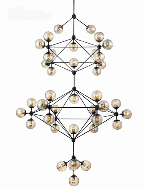 MOOSEE lampa wisząca PLANETARIO 41 czarna - klosze bursztynowe