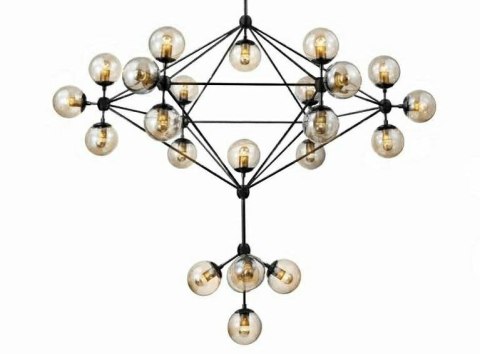 MOOSEE lampa wisząca PLANETARIO 41 czarna - klosze bursztynowe