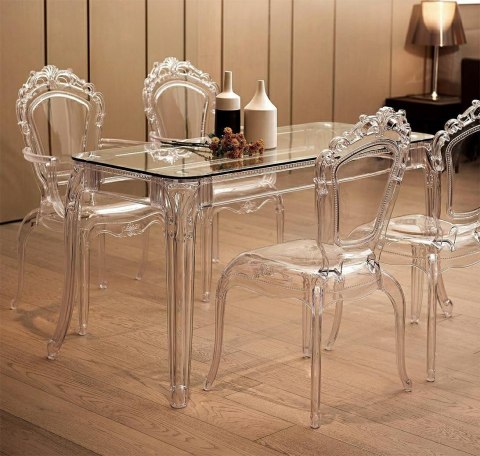 King Home Stół KING 120 transparentny - poliwęglan, szkło hartowane