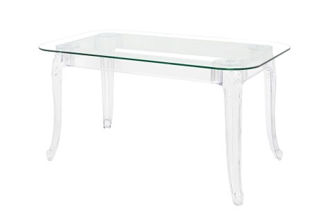 King Home Stół KING 160 transparentny - poliwęglan, szkło hartowane