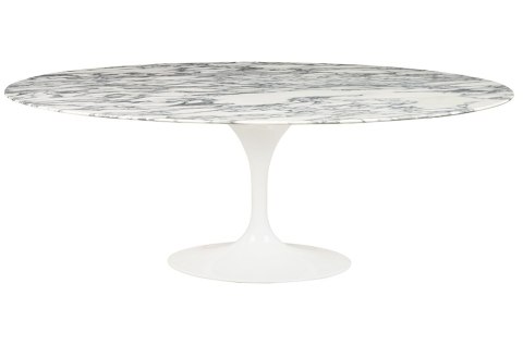 Stół TULIP ELLIPSE MARBLE ARABESCATO 200 biały - marmur, metal