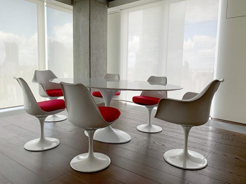 Stół TULIP ELLIPSE MARBLE ARABESCATO 200 biały - marmur, metal