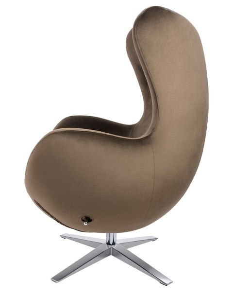 King Home Fotel EGG SZEROKI VELVET ciemny brąz.81 - welur, podstawa stal