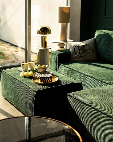 King Home Narożnik PILLOW M prawy z funkcją spania zielony