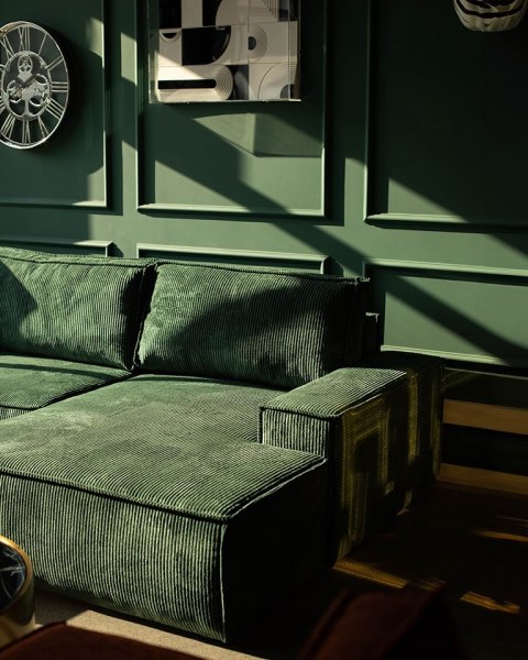 King Home Narożnik PILLOW M prawy z funkcją spania zielony