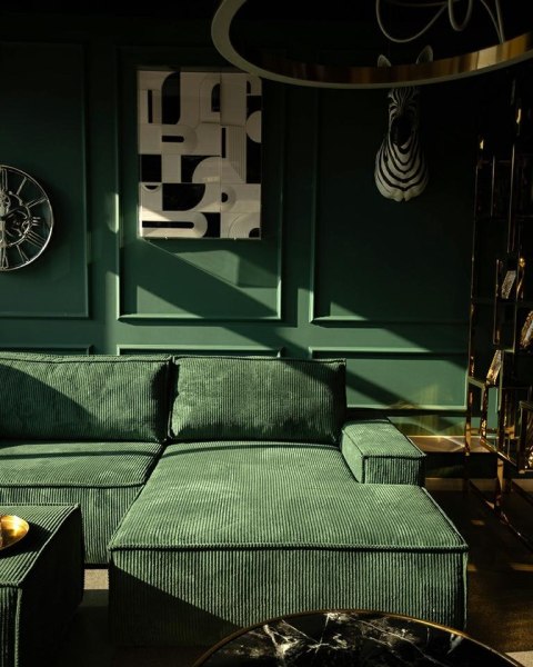 King Home Narożnik PILLOW M prawy z funkcją spania zielony