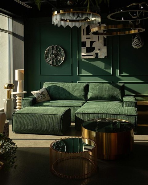 King Home Narożnik PILLOW M prawy z funkcją spania zielony