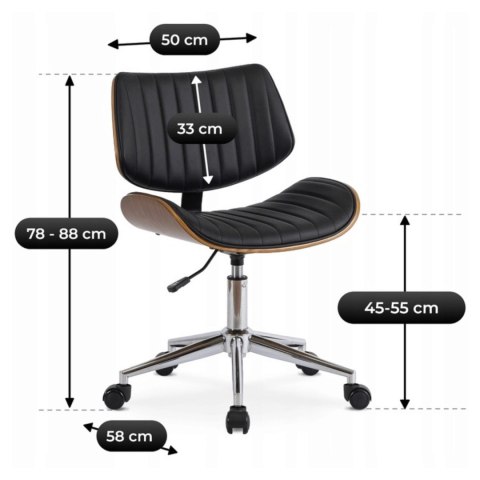 Fotel Biurowy TEKSAS Obrotowy Orzech/Czarny Ekoskóra Nowoczesny