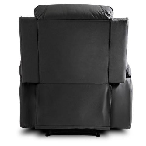 Fotel Masujący BOX Rozkładany Wypoczynkowy z Podnóżkiem Czarny Ekoskóra Nowoczesny