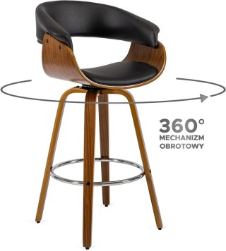 Hoker Obrotowy z Drewna Giętego do Jadalni JERSEY Czarny/Orzech Loft