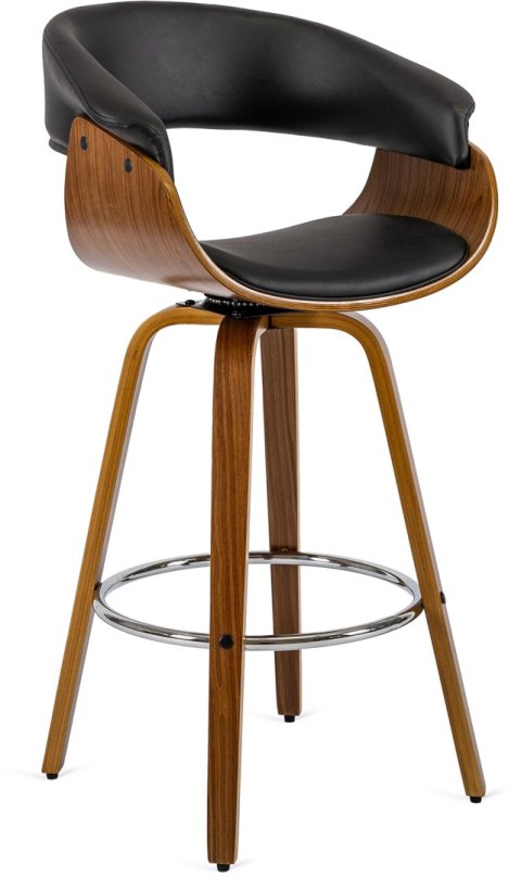 Hoker Obrotowy z Drewna Giętego do Jadalni JERSEY Czarny/Orzech Loft