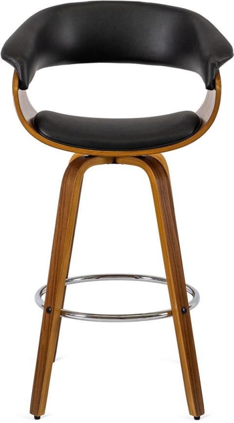 Hoker Obrotowy z Drewna Giętego do Jadalni JERSEY Czarny/Orzech Loft