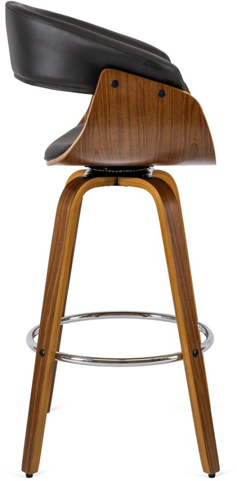 Hoker Obrotowy z Drewna Giętego do Jadalni JERSEY Czarny/Orzech Loft