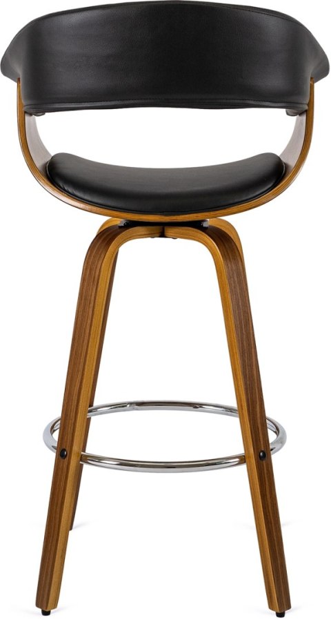 Hoker Obrotowy z Drewna Giętego do Jadalni JERSEY Czarny/Orzech Loft