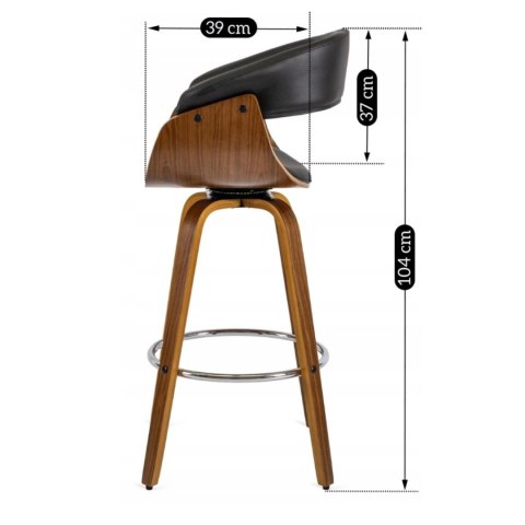 Hoker Obrotowy z Drewna Giętego do Jadalni JERSEY Czarny/Orzech Loft