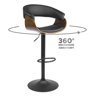 Hoker Obrotowy z Drewna Giętego NEVADA Czarny Ekoskóra Nowoczesny