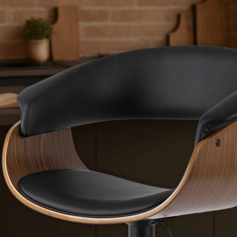 Hoker Obrotowy z Drewna Giętego NEVADA Czarny Ekoskóra Nowoczesny