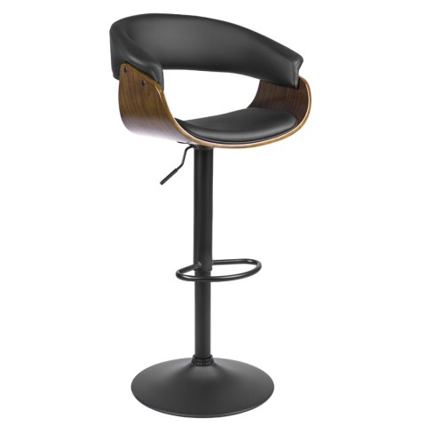 Hoker Obrotowy z Drewna Giętego NEVADA Czarny Ekoskóra Nowoczesny