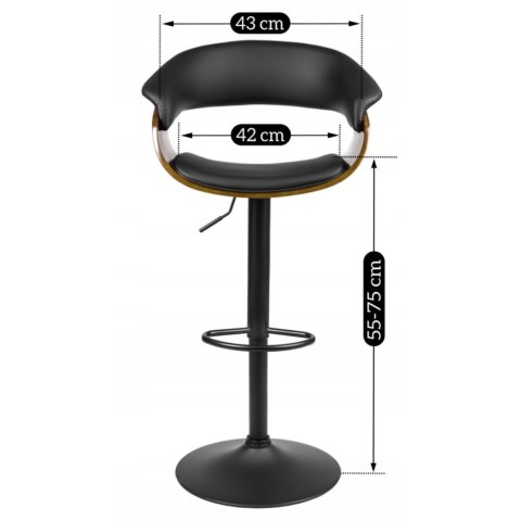 Hoker Obrotowy z Drewna Giętego NEVADA Czarny Ekoskóra Nowoczesny