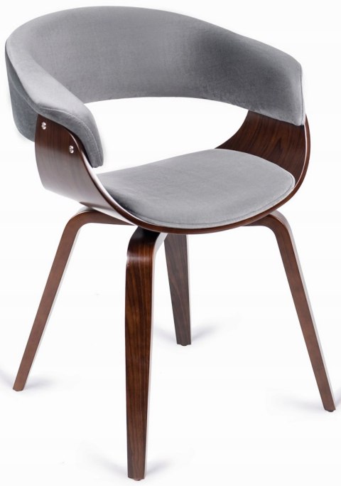 Krzesło Tapicerowane z Drewna Giętego Do Jadalni GARY Szare/Orzech Nowoczesne Loft