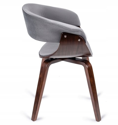 Krzesło Tapicerowane z Drewna Giętego Do Jadalni GARY Szare/Orzech Nowoczesne Loft