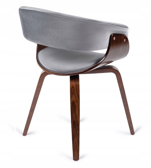 Krzesło Tapicerowane z Drewna Giętego Do Jadalni GARY Szare/Orzech Nowoczesne Loft