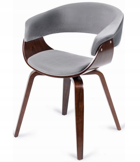 Krzesło Tapicerowane z Drewna Giętego Do Jadalni GARY Szare/Orzech Nowoczesne Loft