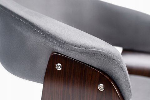 Krzesło Tapicerowane z Drewna Giętego Do Jadalni GARY Szare/Orzech Nowoczesne Loft