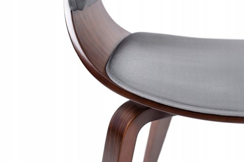 Krzesło Tapicerowane z Drewna Giętego Do Jadalni GARY Szare/Orzech Nowoczesne Loft