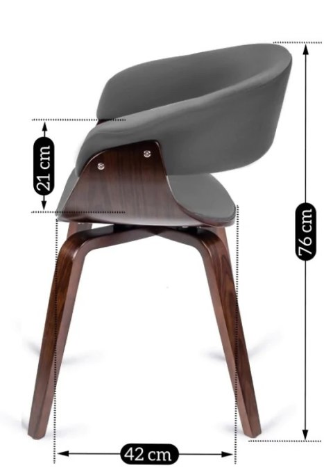 Krzesło Tapicerowane z Drewna Giętego Do Jadalni GARY Szare/Orzech Nowoczesne Loft