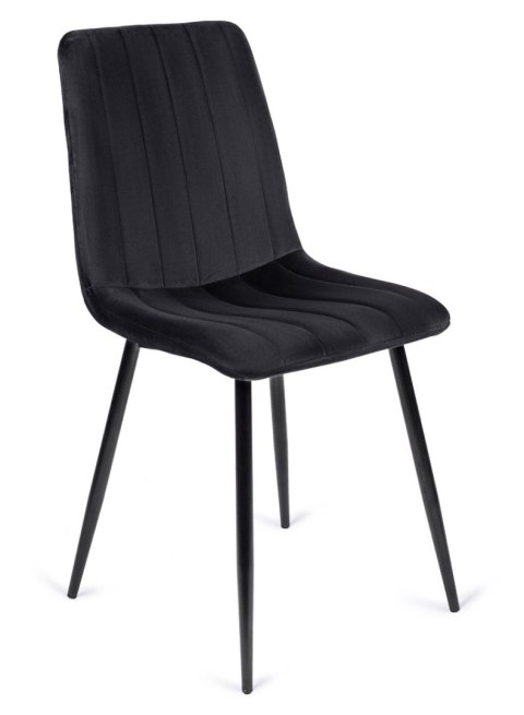 Krzesło Tapicerowane do Jadalni IBIS Czarne Welurowe Nowoczesne Loft