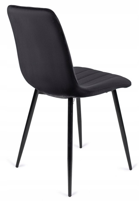 Krzesło Tapicerowane do Jadalni IBIS Czarne Welurowe Nowoczesne Loft