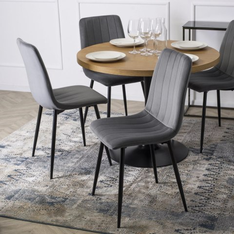 Krzesło Tapicerowane do Jadalni IBIS Szare Welurowe Nowoczesne Loft