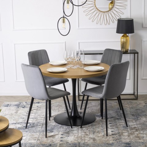 Krzesło Tapicerowane do Jadalni IBIS Szare Welurowe Nowoczesne Loft