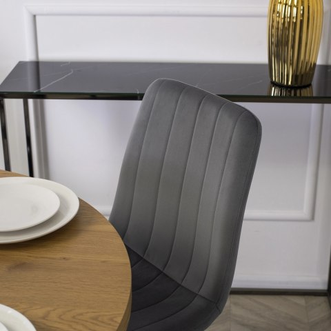 Krzesło Tapicerowane do Jadalni IBIS Szare Welurowe Nowoczesne Loft