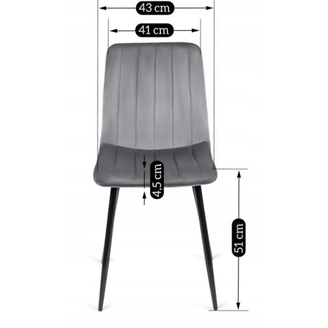 Krzesło Tapicerowane do Jadalni IBIS Szare Welurowe Nowoczesne Loft