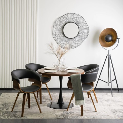 Krzesło Tapicerowane z Drewna Giętego Do Jadalni OHIO Czarne Ekoskóra Nowoczesne Loft