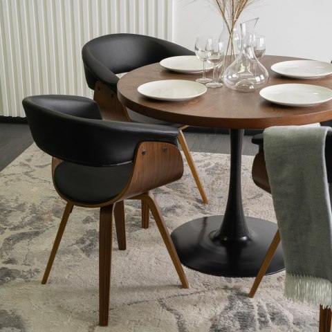 Krzesło Tapicerowane z Drewna Giętego Do Jadalni OHIO Czarne Ekoskóra Nowoczesne Loft