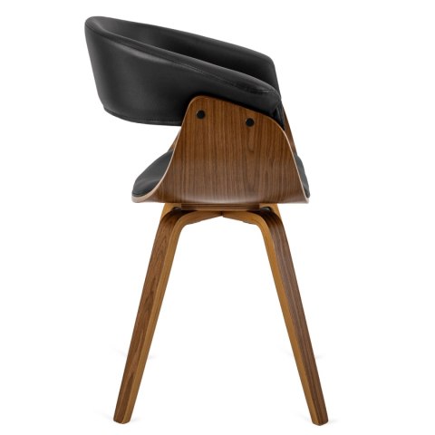 Krzesło Tapicerowane z Drewna Giętego Do Jadalni OHIO Czarne Ekoskóra Nowoczesne Loft