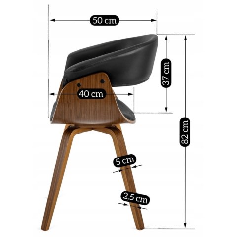 Krzesło Tapicerowane z Drewna Giętego Do Jadalni OHIO Czarne Ekoskóra Nowoczesne Loft