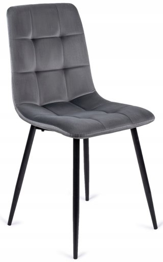 Krzesło Tapicerowane do Jadalni PERU Szare Welurowe Nowoczesne Loft